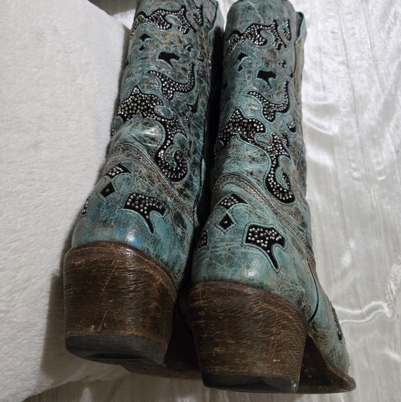 Corral Teal, Silver And Black Embellished Boots Size 8 EUC!! - Picture 10 of 12